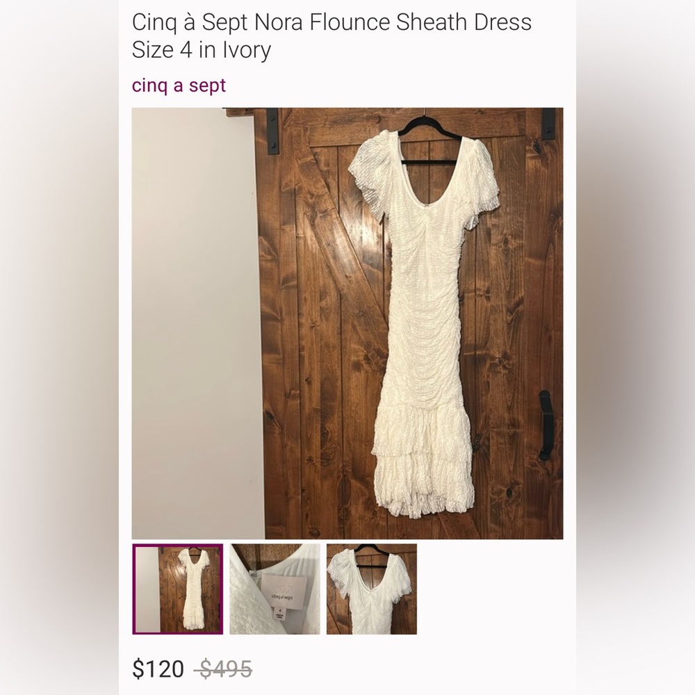 Y2K Romantic Vintage Victorian Boho Western Style Ivory Sheath Ruffled Dress - Picture 3 of 14